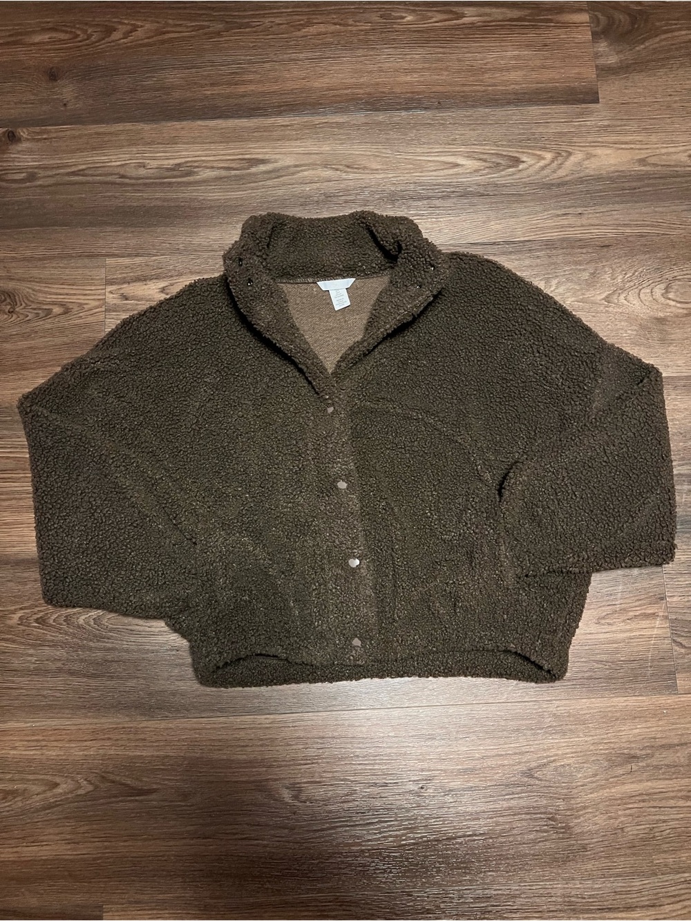 H&M Dark Brown Sherpa Button-Up Jacket